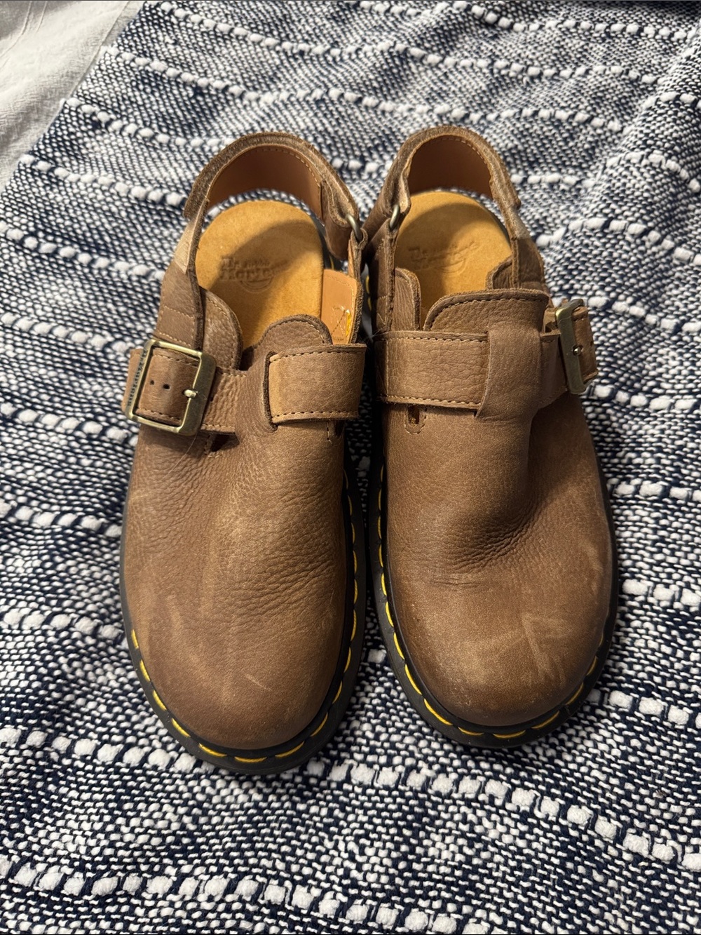 Dr. Marten Jorge II Brown Leather Clog Sandals with Buckle